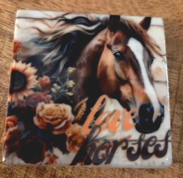 Tegeltje paard bruin love horses