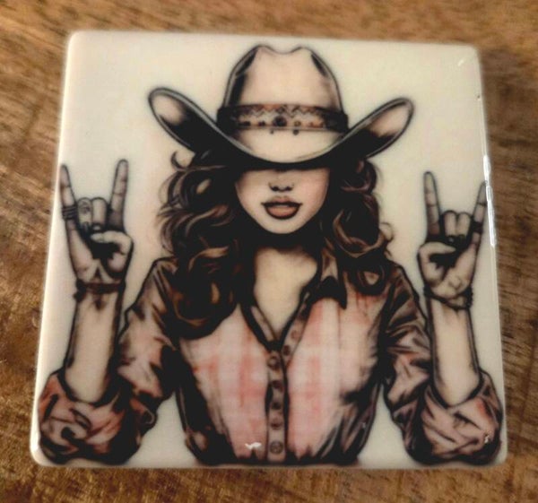 Tegeltje cowgirl