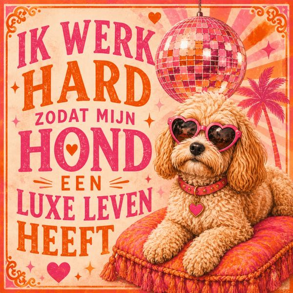Tegeltje ik werk hard hond