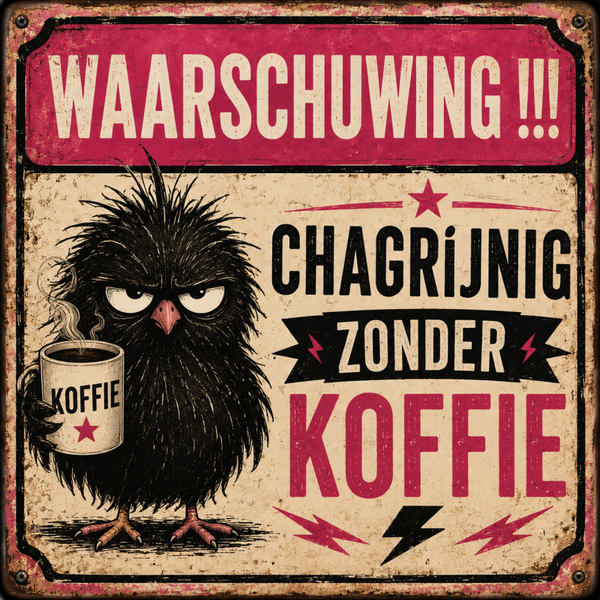 Tegeltje waarschuwing koffie