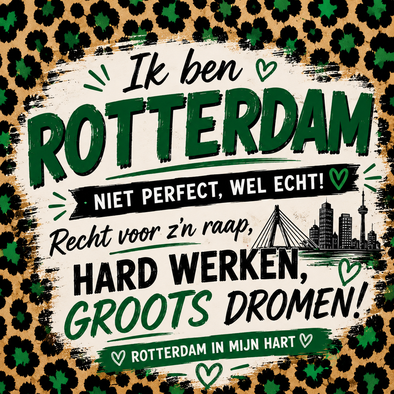 Tegeltje ik ben Rotterdam.  Groen 2