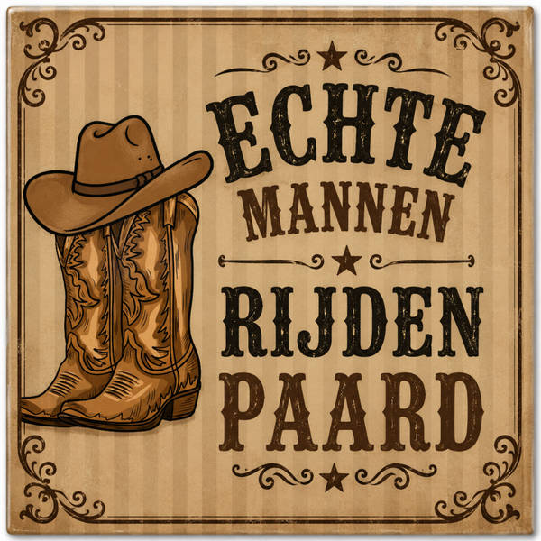 Tegel echte mannen rijden paard