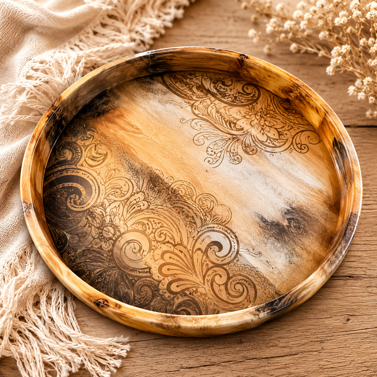 Mango tray rond 45 cm hoogte 6cm