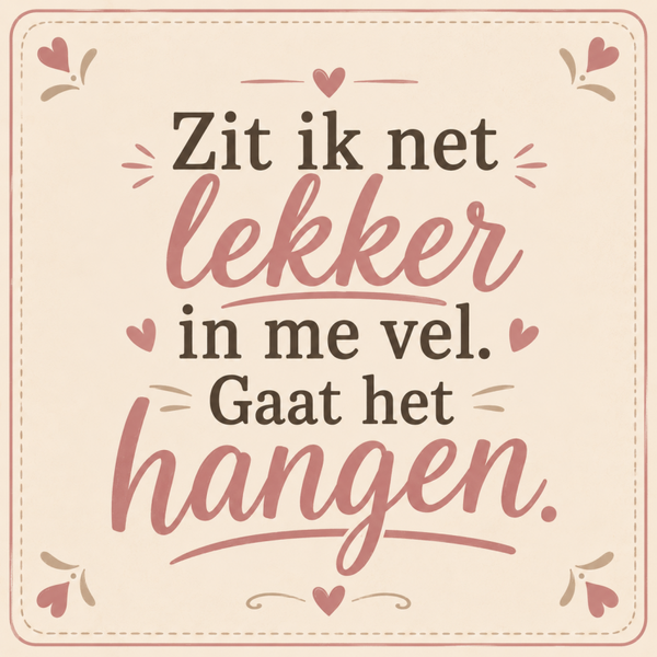 Tegeltje lekker in me vel