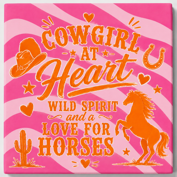 Tegeltje cowgirl roze