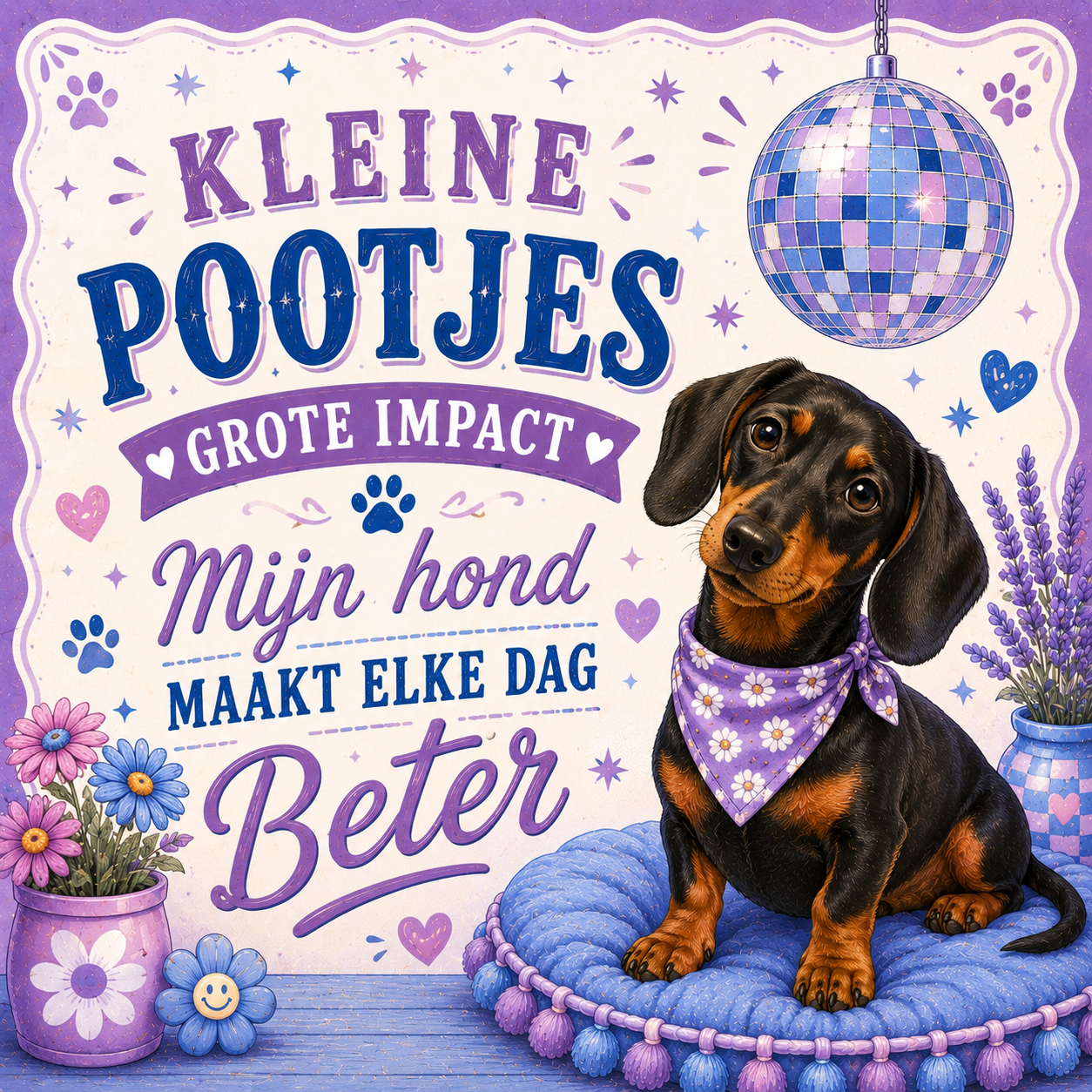 Tegeltje teckel kleine pootjes
