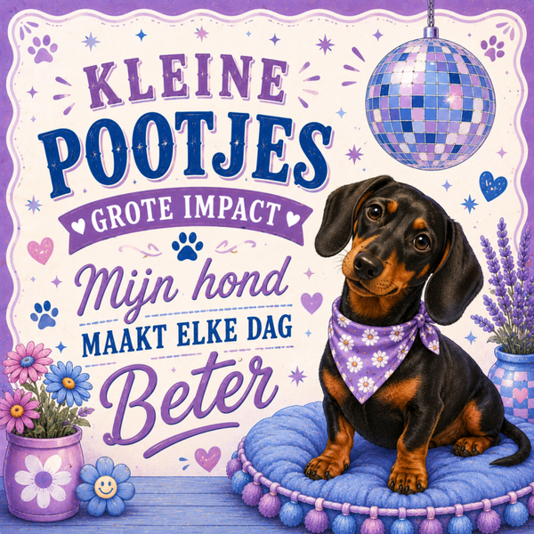Tegeltje teckel kleine pootjes