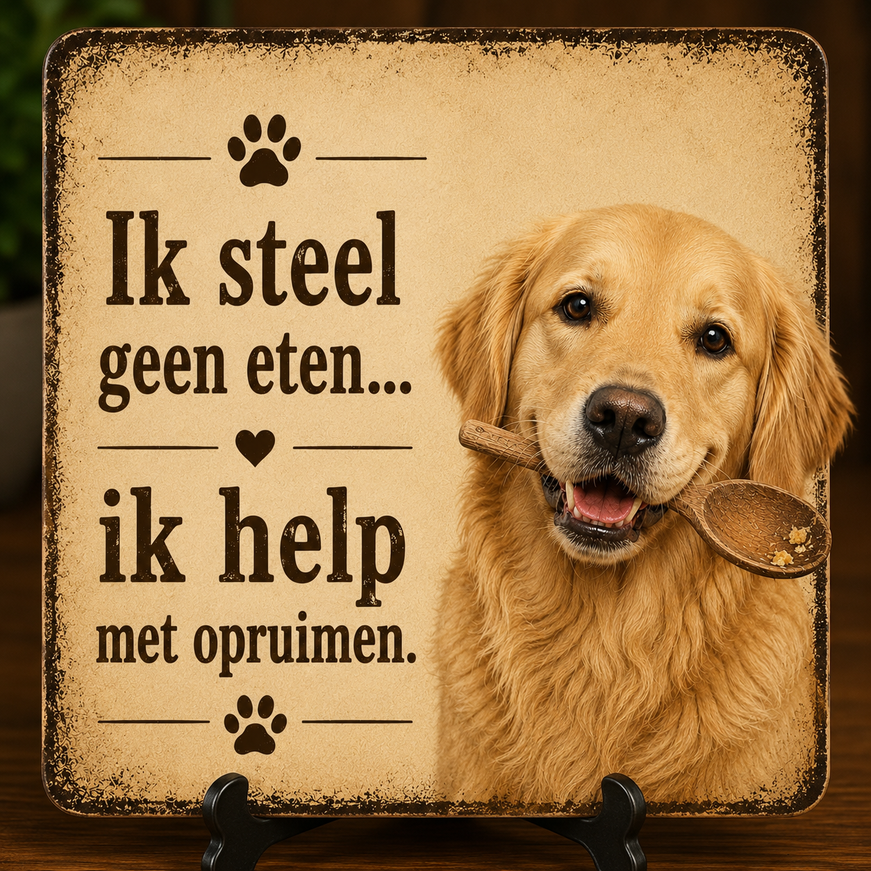 Tegeltje ik ruim op. Hond