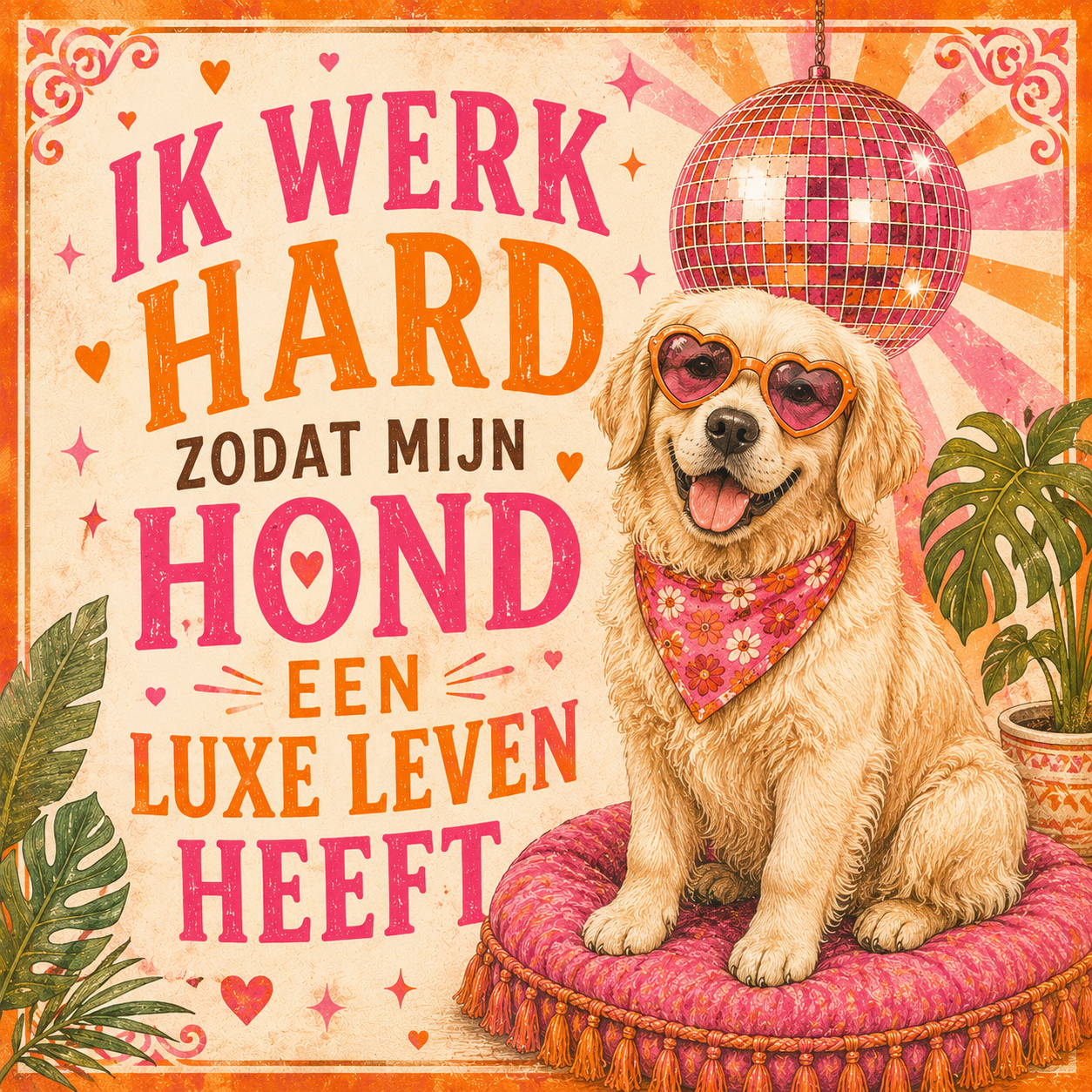 Tegeltje ik werk hard labrador