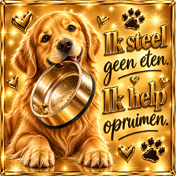 Tegeltje hond goud