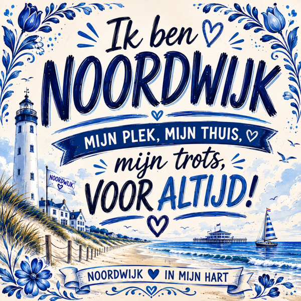 Tegeltje tekst Noordwijk blauw