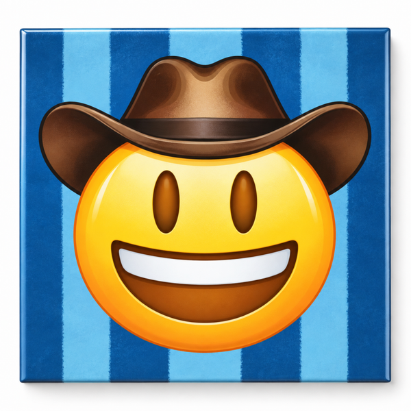 Tegeltje cowboy smiley blauw