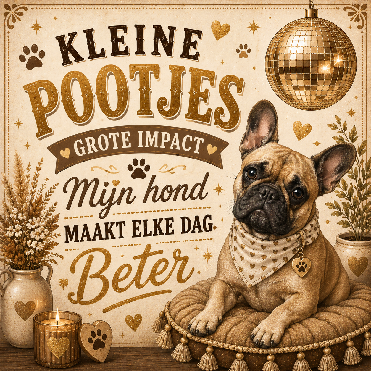 Tegeltje kleine pootjes Franse bulldog