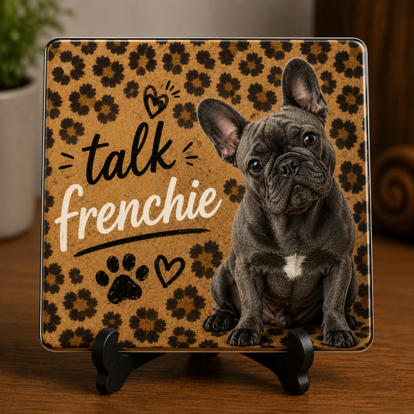 Tegeltje Franse bulldog  talk frenchie grijs