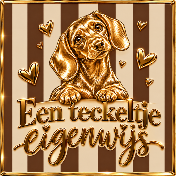 Tegeltje teckeltje eigenwijs goud