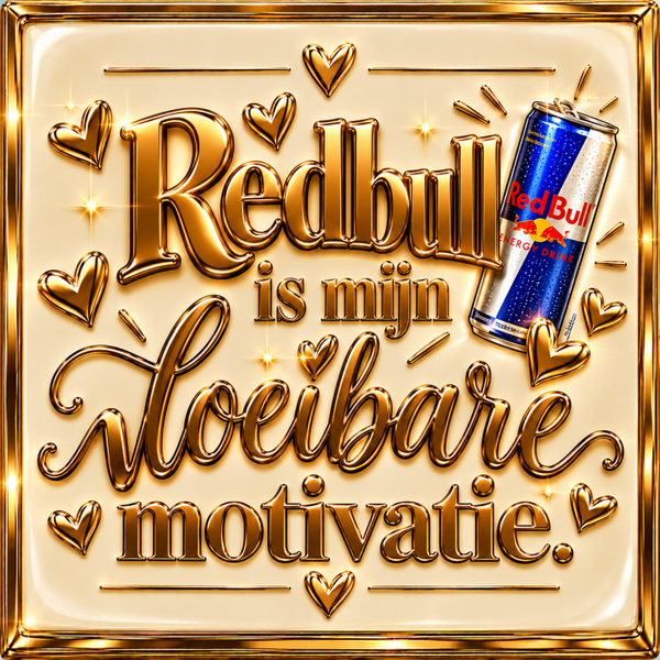 Tegeltje redbull motivatie  zilver en goud