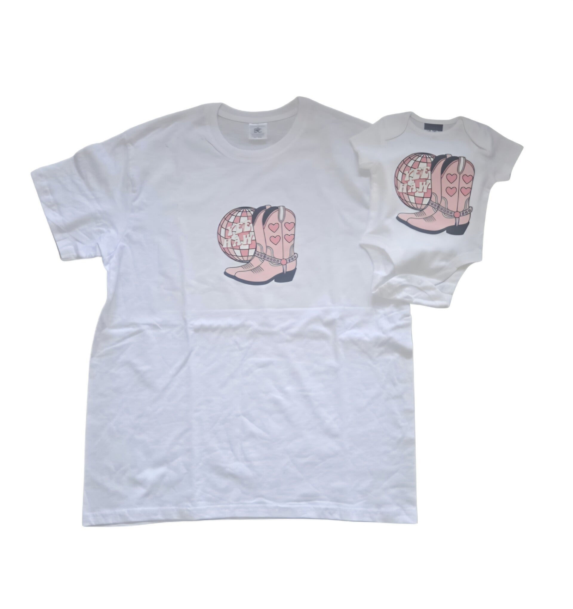 Tshirt wit cowboylaarzen roze