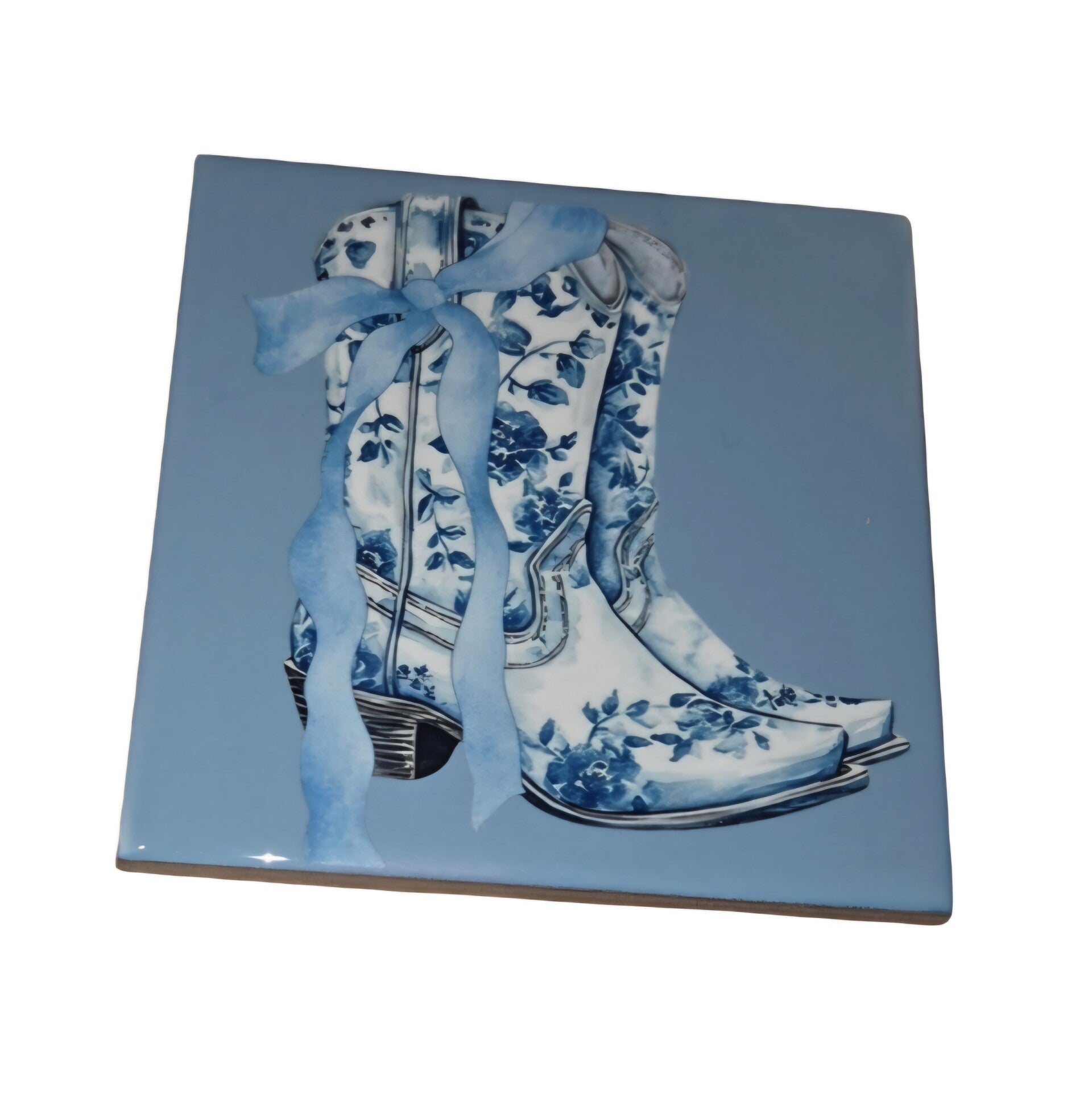Tegeltje blauw cowboylaarzen