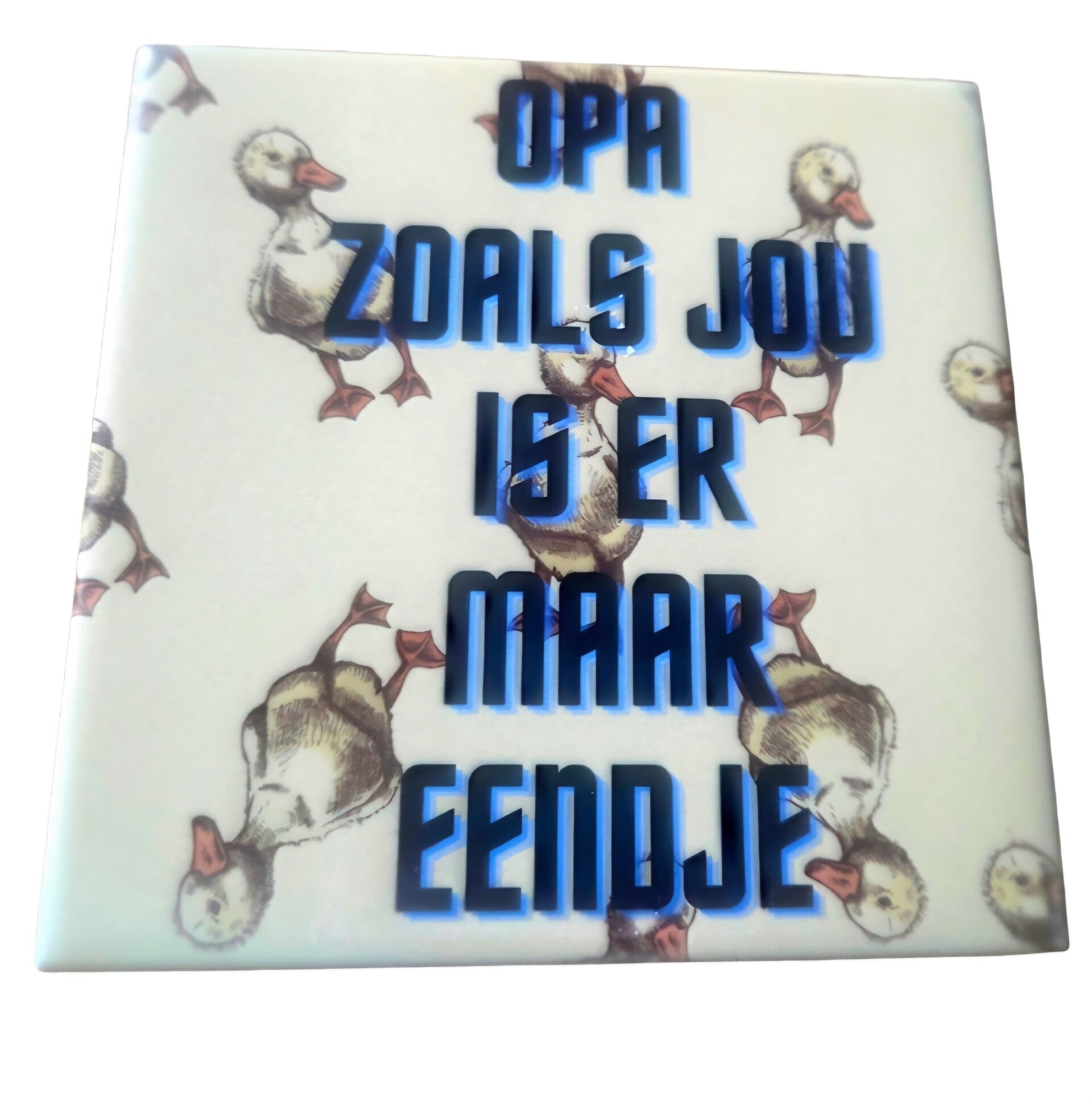 Tegeltje papa en opa eendje