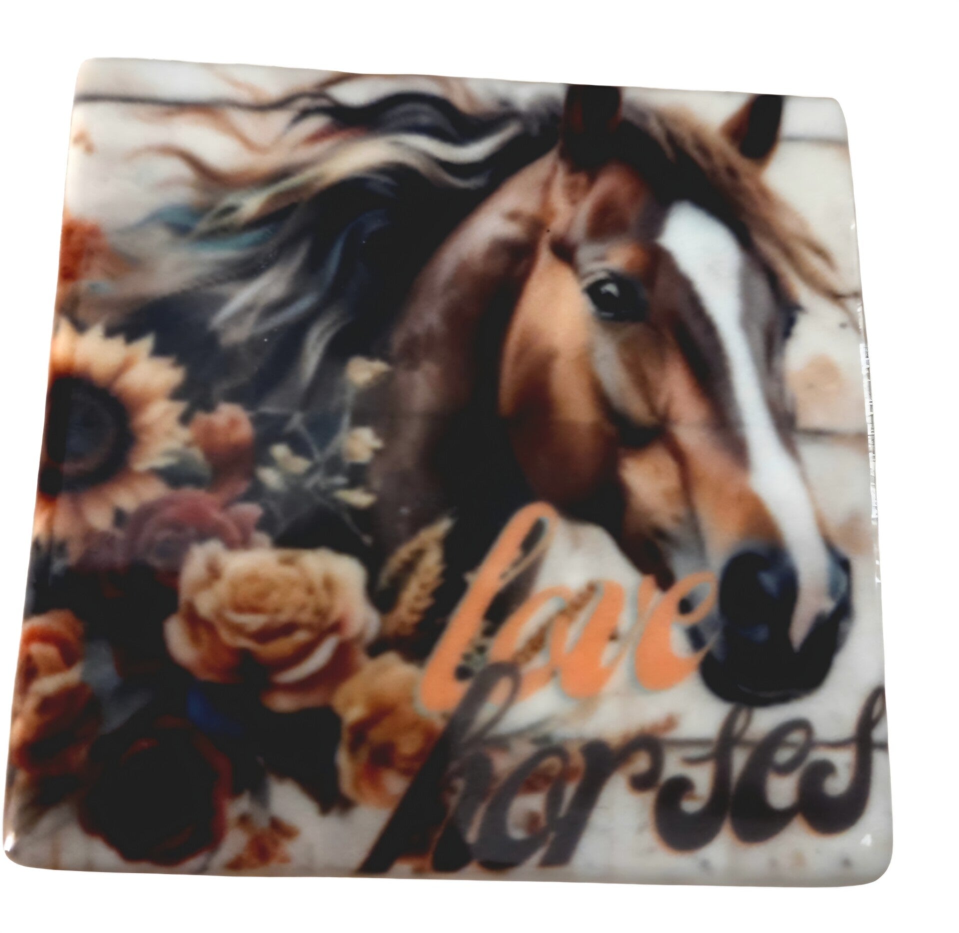 Tegeltje paard bruin love horses