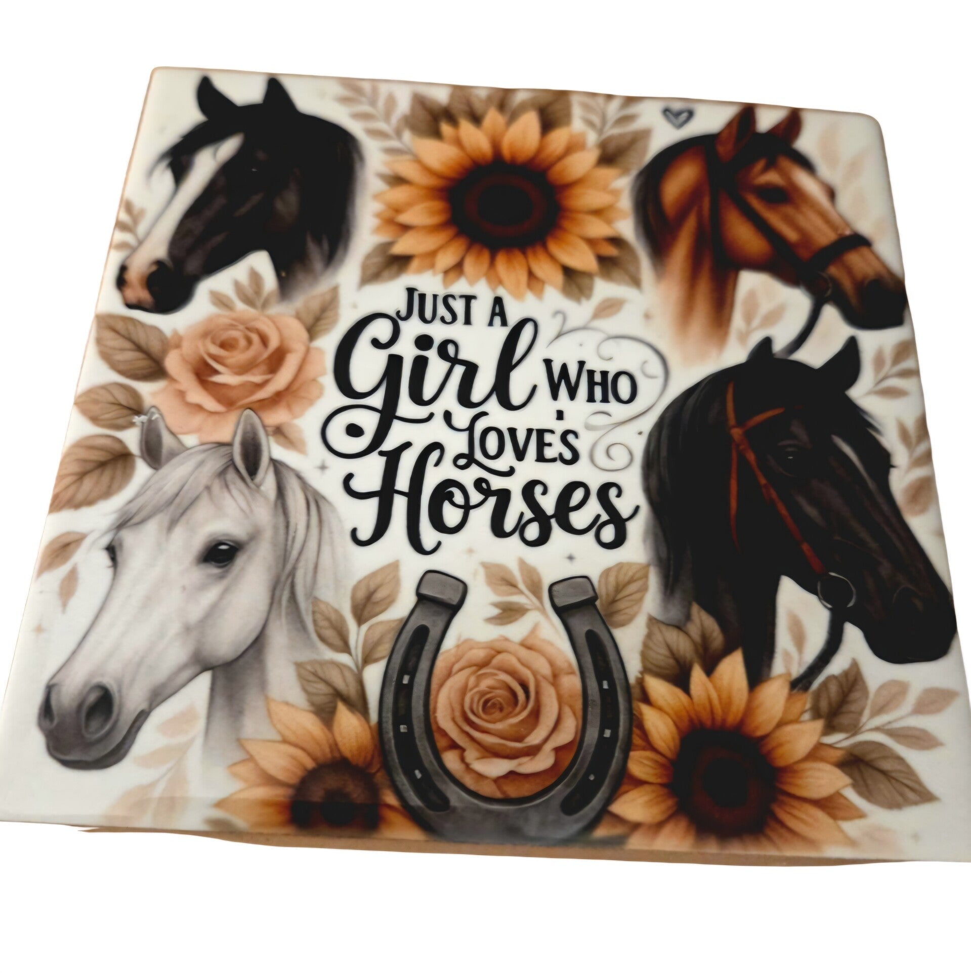 Tegeltje just a girl love horses bloem