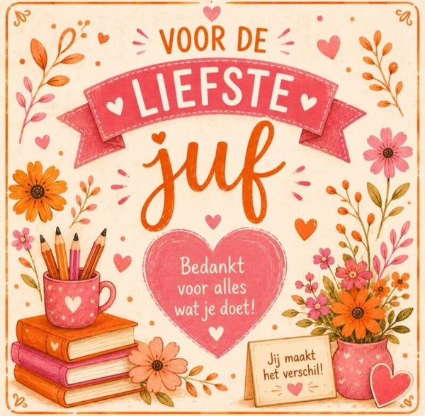 Tegeltje juf met tekst