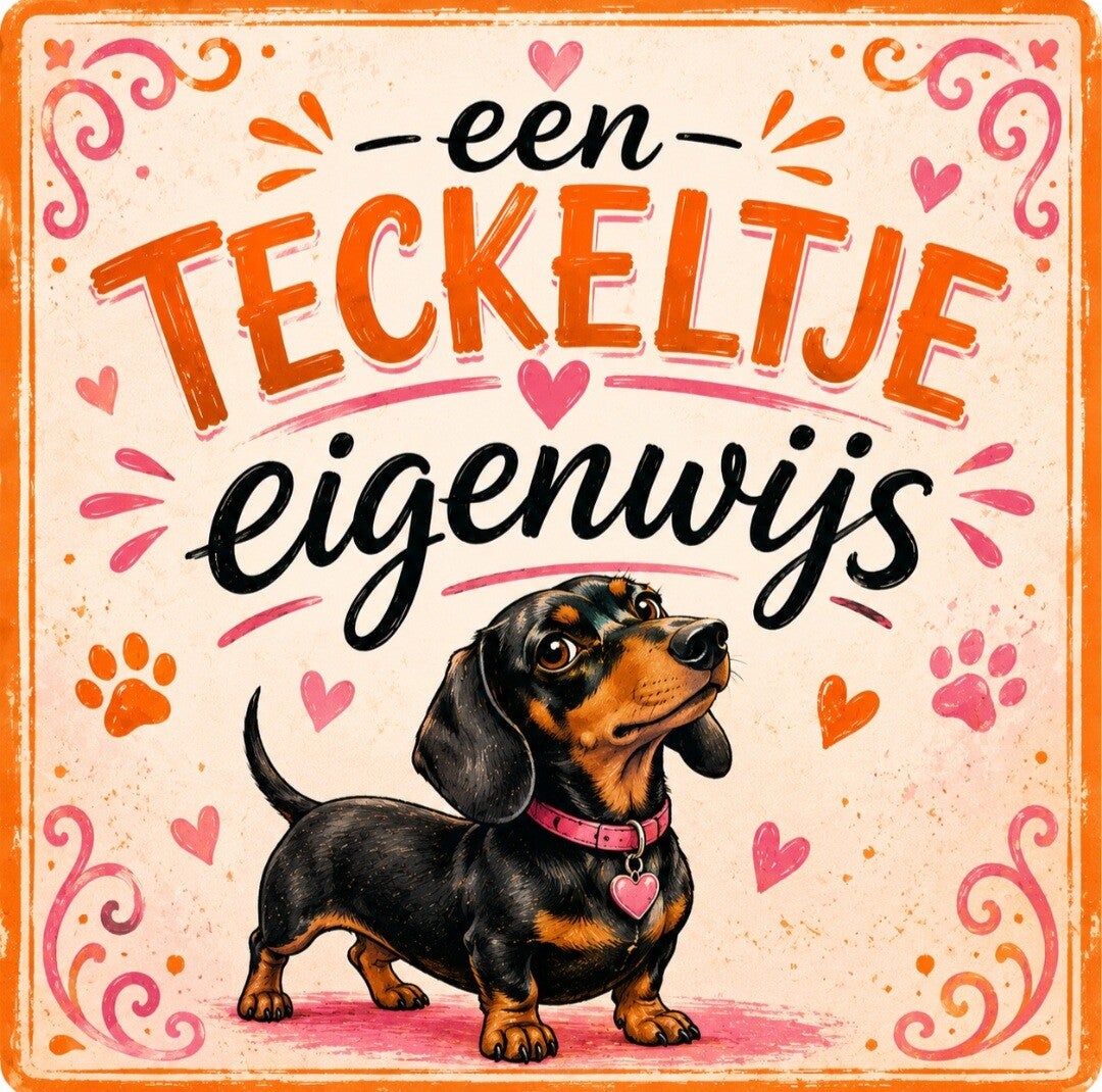 Tegeltje teckeltje eigenwijs oranje