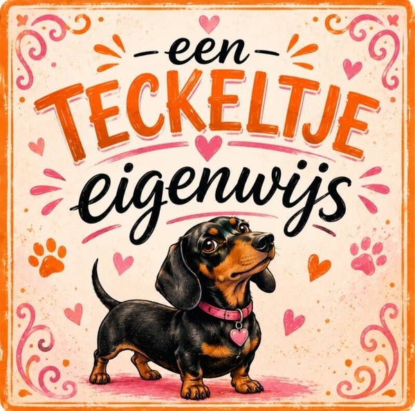 Tegeltje teckeltje eigenwijs oranje