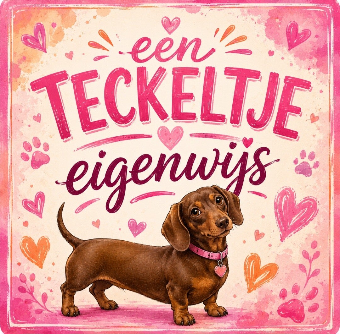 Tegeltje teckel eigenwijs - bruin en zwart