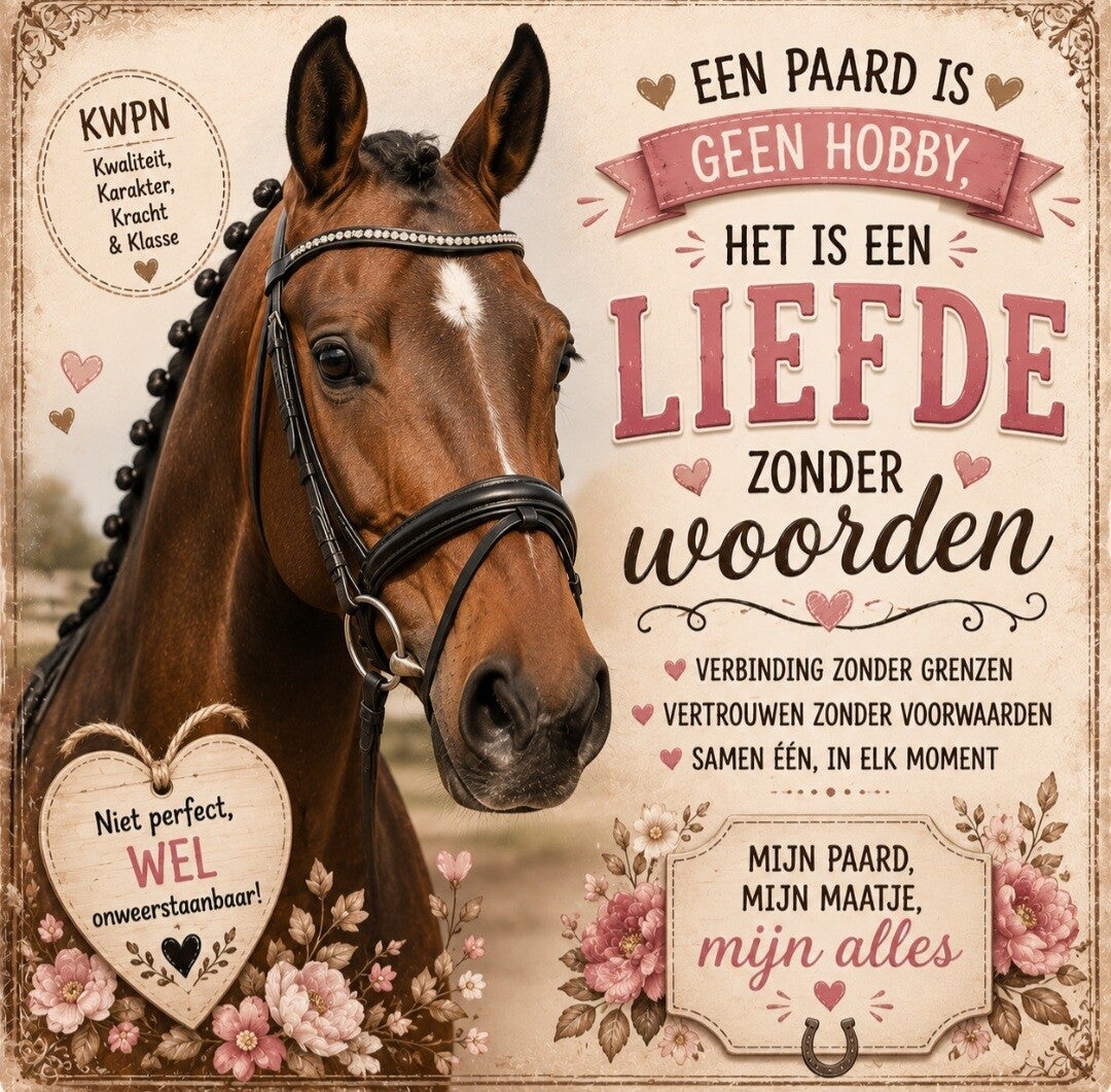 Tegeltje KWPN paard met tekst