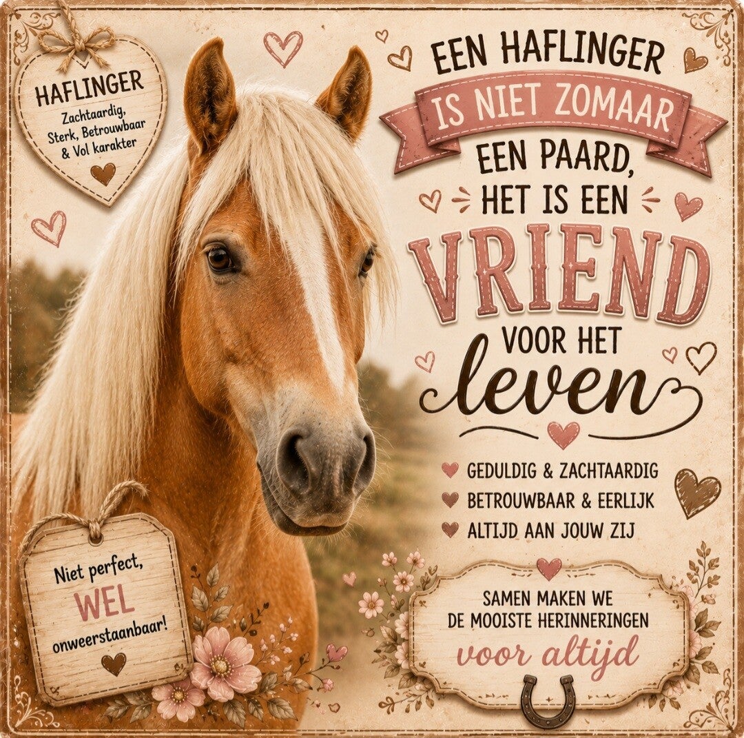 Tegeltje haflinger met tekst