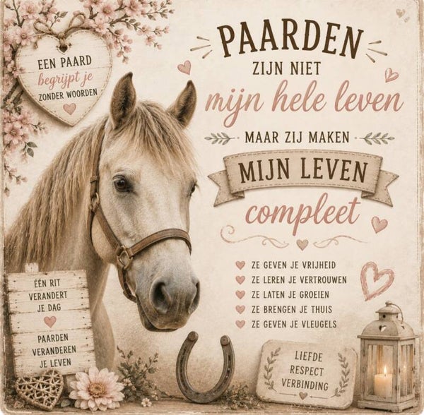 Tegeltje paard met tekst