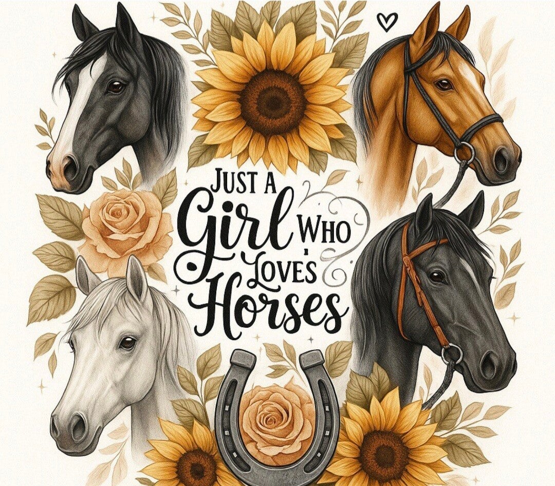 Tegeltje just a girl love horses bloem