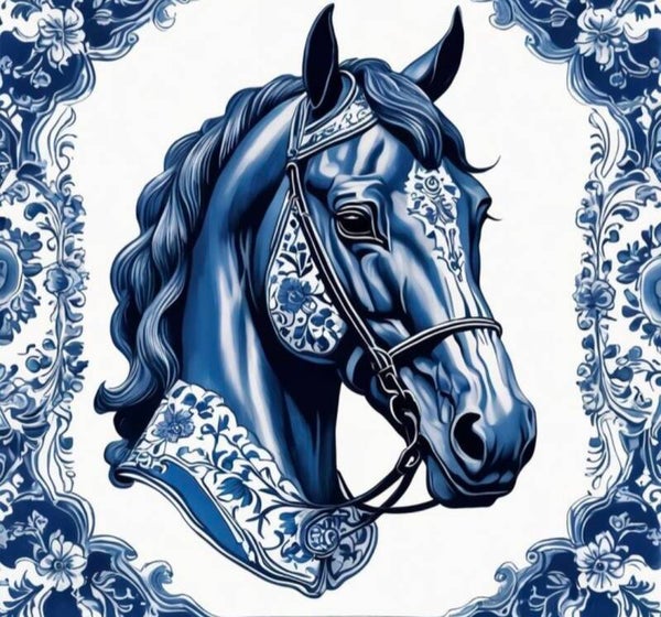 Delftsblauw tegeltjes paard