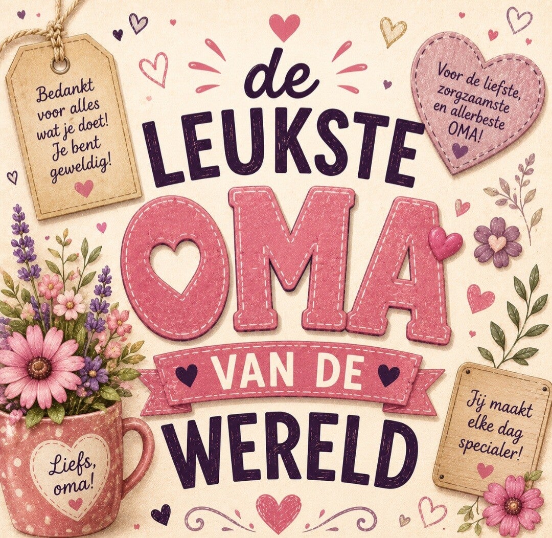 Tegeltje oma roze