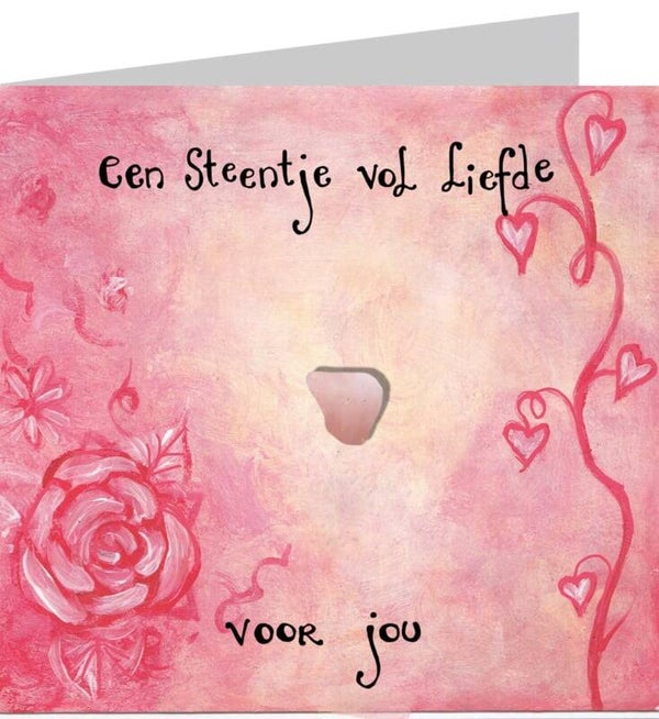 Wenskaart met rozenkwarts