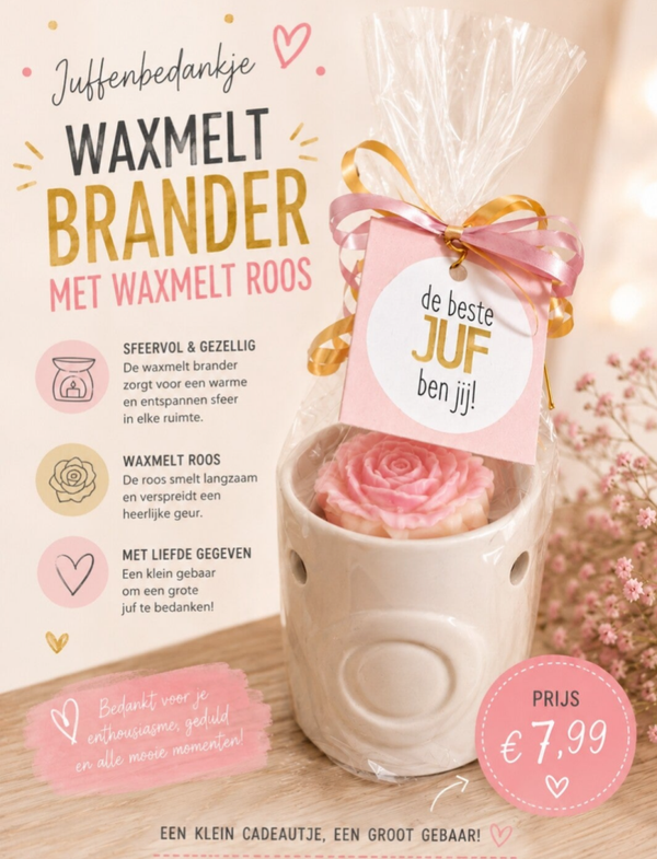 Juffenbedankje Waxmeltbrander Pioenroos – Geur Belle