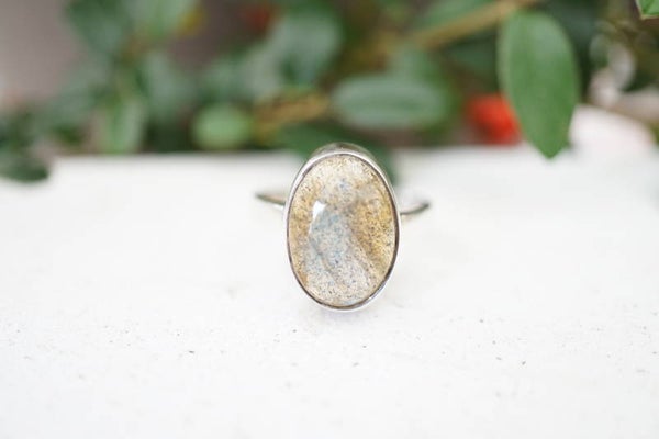 Ring zilver met labradoriet