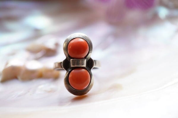 Theodor Fahrner zilver ring coral