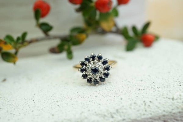 18 kt geelgoud saffieren diamanten