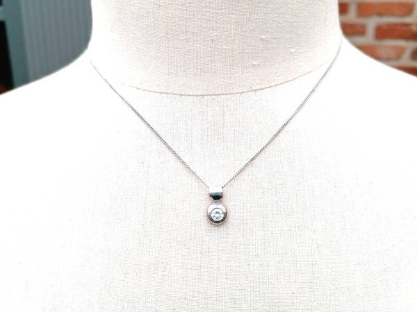 18 kt witgoud ketting + hanger diamant