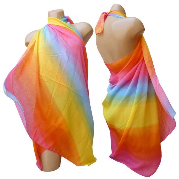 Paréo voile stretch type arc en ciel