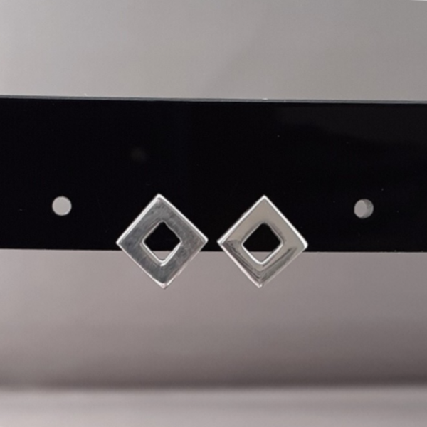 Oorknop - Vierkant met gat - Zilver