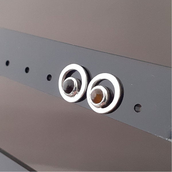 Oorknop - Tijgeroog - Zilver