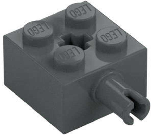LEGO® 4211046 - BRICK 2X2 WITH PIN AND CROSS - DARK STONE GRAY