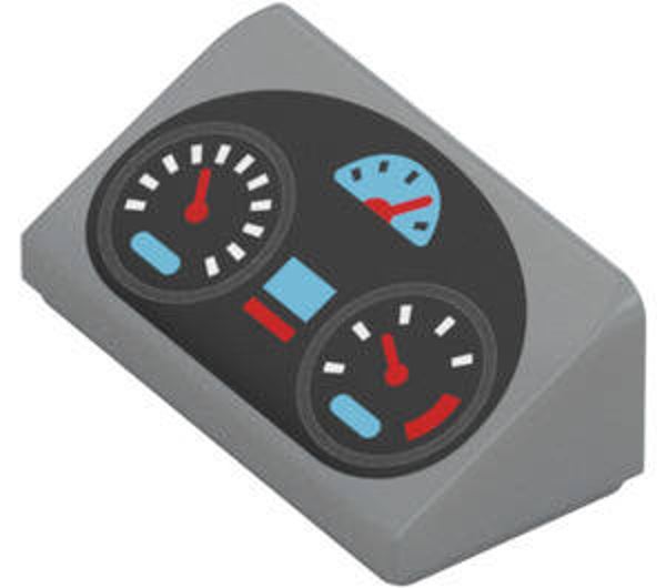 LEGO® 6329152 - SLOPE 1X2, 31° WITH DIAL AND GAUGE - MEDIUM STONE GRAY