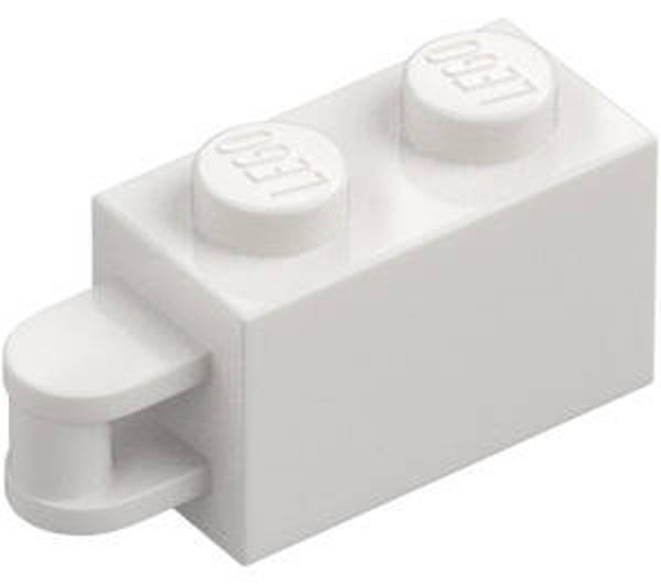 LEGO® 6198933 - BRICK 1X2 WITH 3,2 SHAFT, VERTICAL END - WHITE