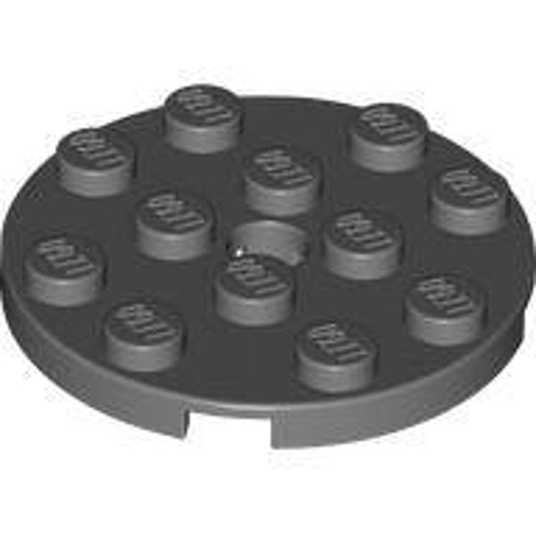 LEGO® 4528323 - ROUND PLATE 4X4 WITH PIN - DARK STONE GRAY