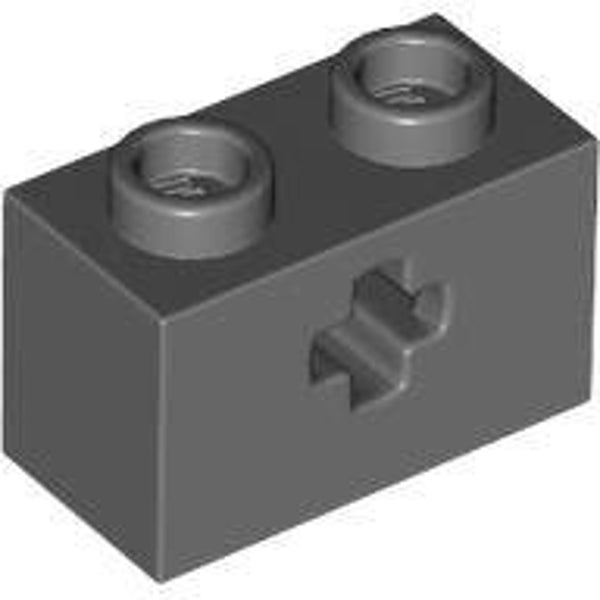 LEGO® 6178919 - BRICK 1X2 WITH CROSS HOLE  - DARK STONE GRAY