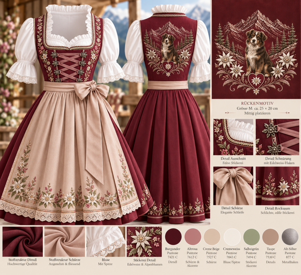 Dirndl Alpenherz – Burgunderrot